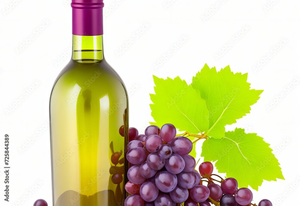 wine bottle glass and grapes isolated on white wine bottle glass and grapes isolated on white