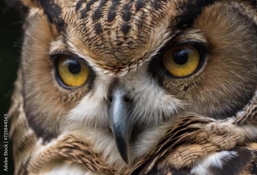 An Eurasian Eagle Owl staring at something out of shot in a woodland setting. An Eurasian Eagle Owl staring at something out of shot in a woodland setting.