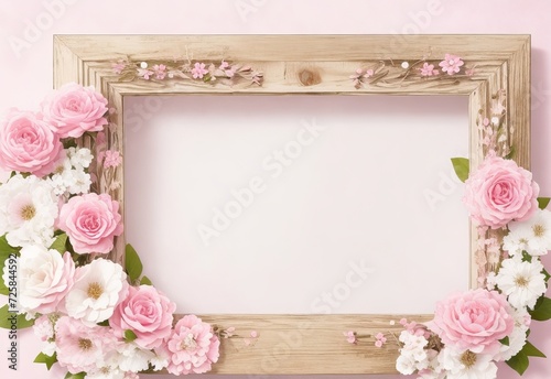 Wooden frame decorated with pink and white flower