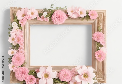 Wallpaper Mural Wooden frame decorated with pink and white flower Torontodigital.ca