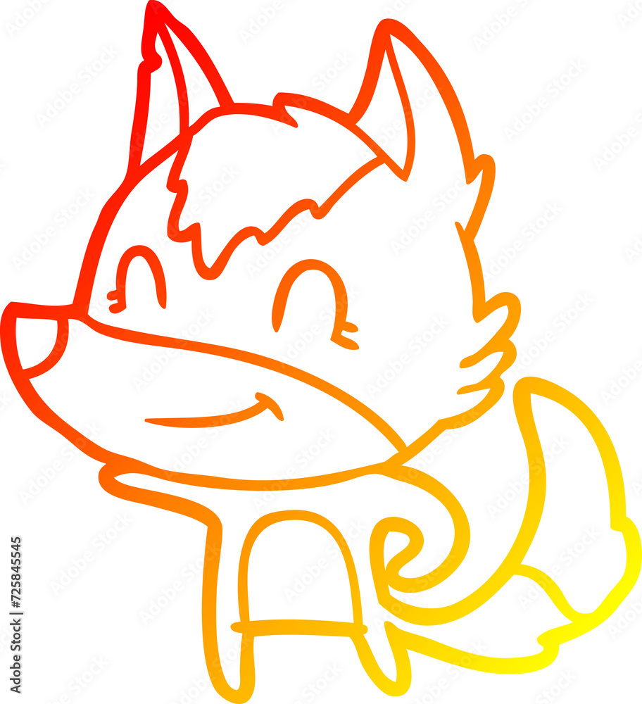warm gradient line drawing friendly cartoon wolf warm gradient line drawing friendly cartoon wolf