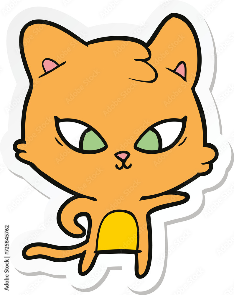 sticker of a cute cartoon cat sticker of a cute cartoon cat