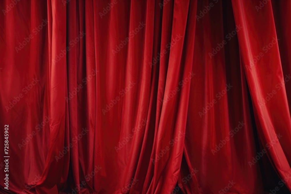A room with a red curtain and a black floor. Suitable for theater themes and dramatic settings A room with a red curtain and a black floor. Suitable for theater themes and dramatic settings