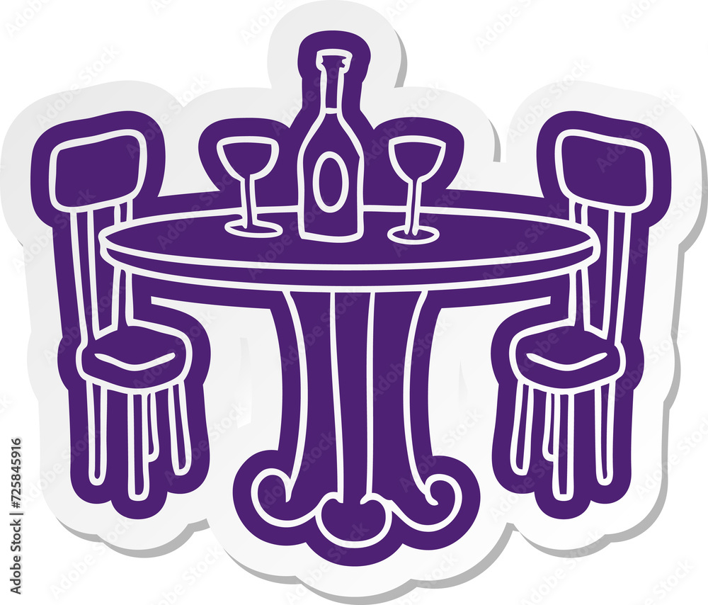 cartoon sticker dinner table and drinks cartoon sticker dinner table and drinks