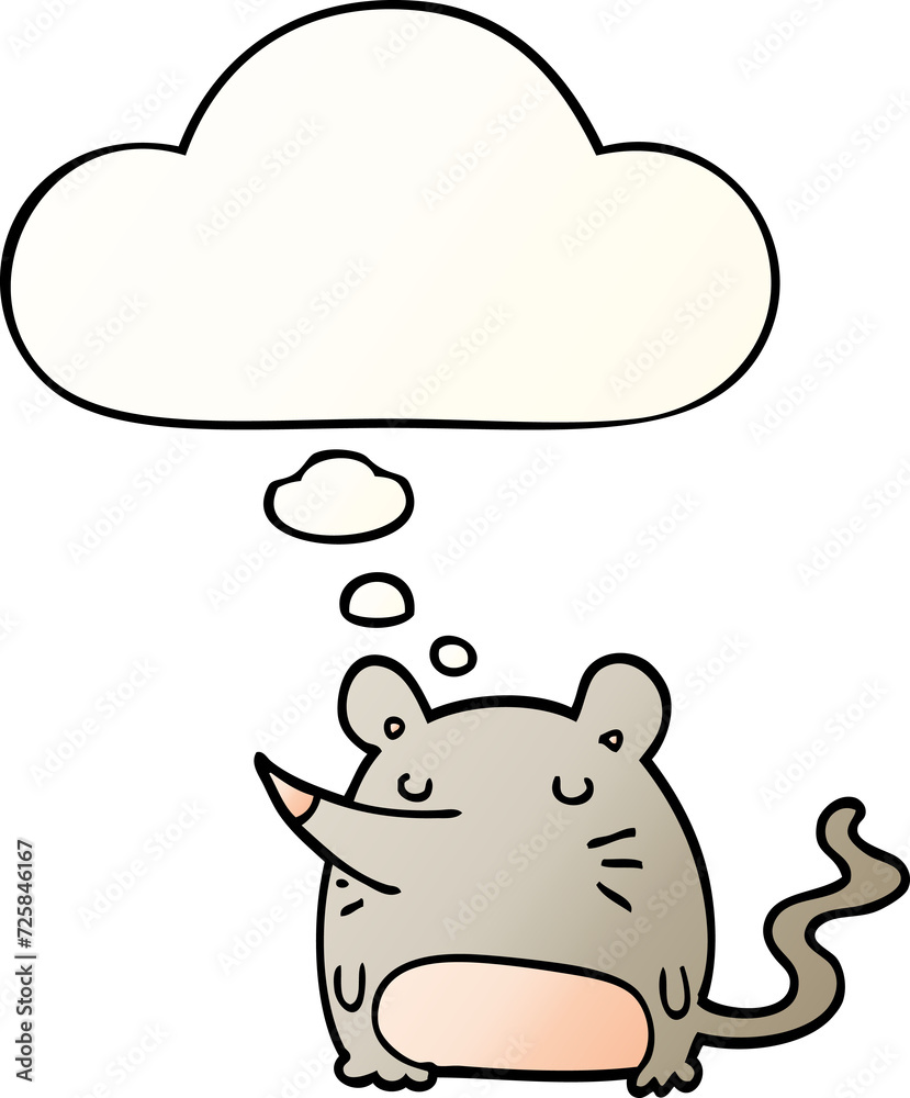cartoon mouse and thought bubble in smooth gradient style cartoon mouse and thought bubble in smooth gradient style