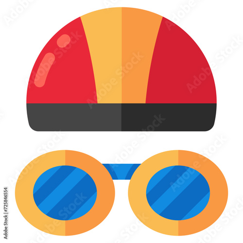 Cap with goggles icon in flat design