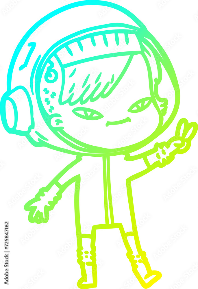 cold gradient line drawing cartoon astronaut woman cold gradient line drawing cartoon astronaut woman