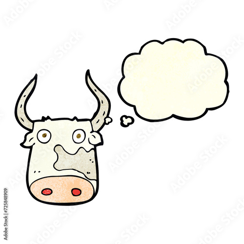 cartoon cow with thought bubble