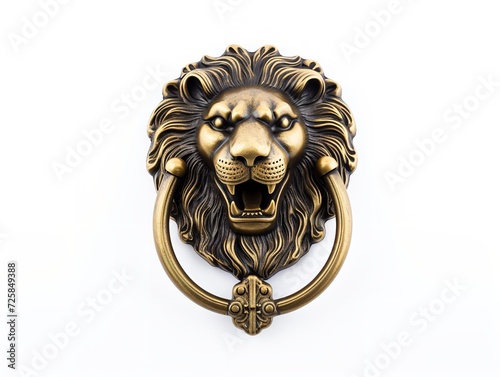 Brass Door Knocker Elegant Entryway Isolated on White Background AI Generated