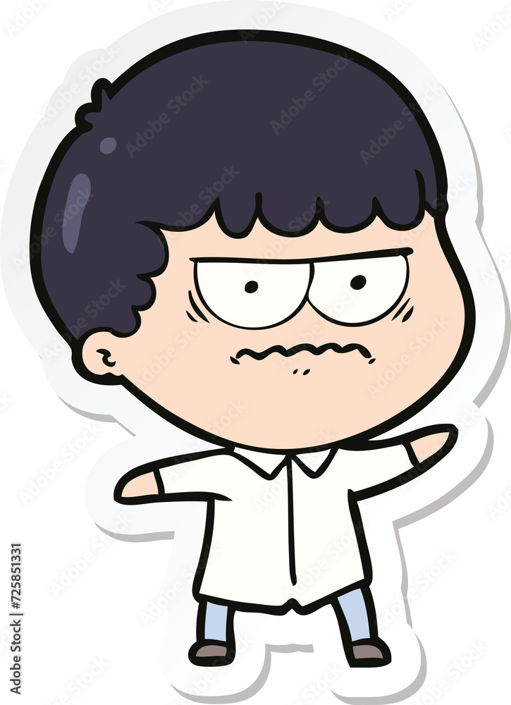 sticker of a cartoon annoyed man