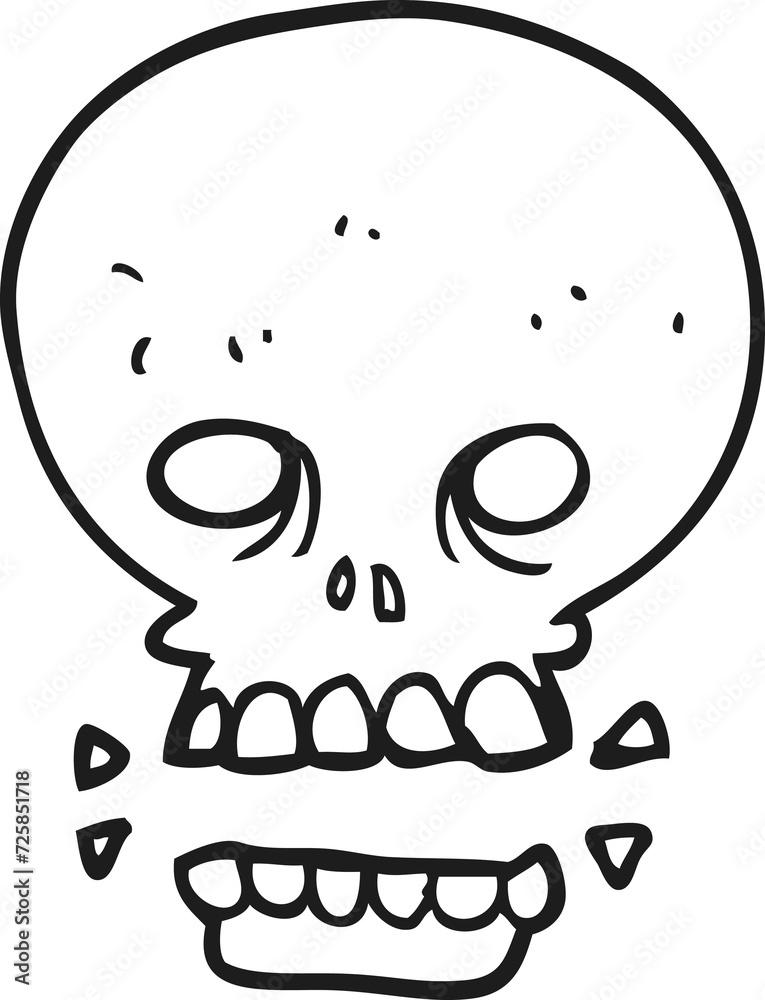 black and white cartoon scary skull black and white cartoon scary skull