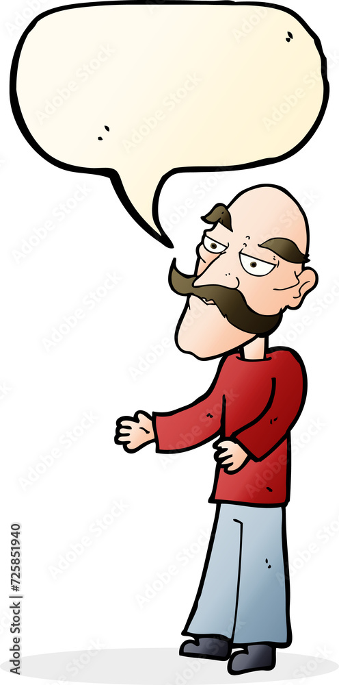 cartoon old man with mustache with speech bubble cartoon old man with mustache with speech bubble
