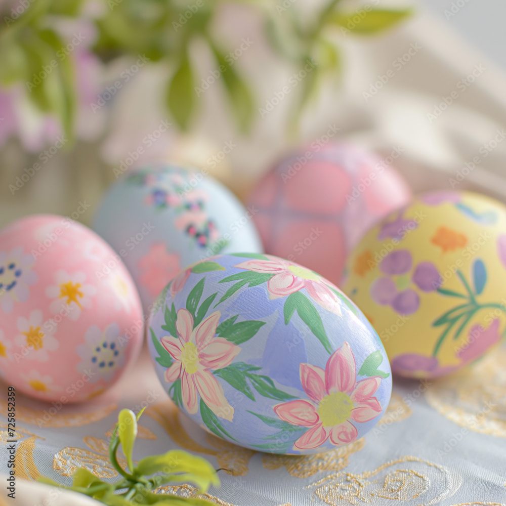 Fototapeta premium Easter egg with spring themed