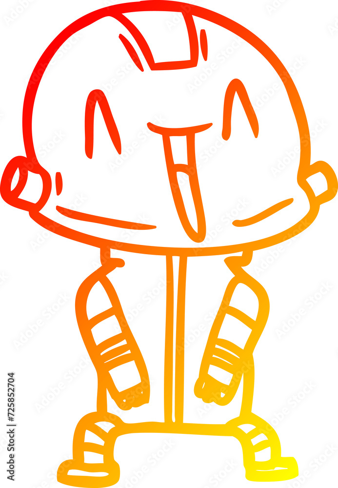 Fototapeta premium warm gradient line drawing cartoon robot
