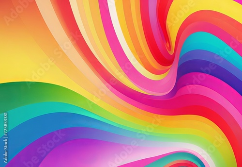 Colorful Liquid paint ink curved motion flow on isolated white background. Vivid color Fluid dynamic paint wave. 