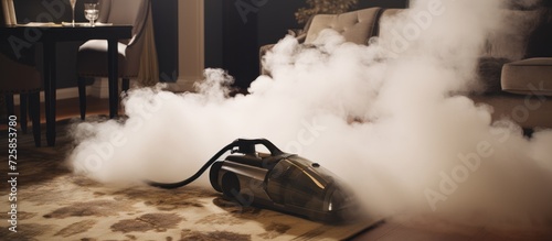 steam cleaner meticulously rejuvenates a carpet