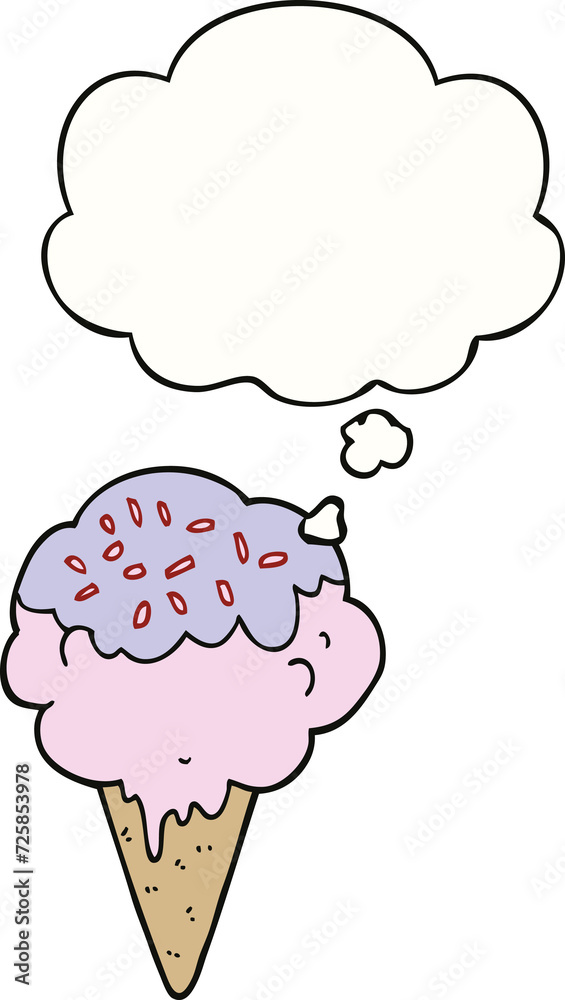 cartoon ice cream and thought bubble cartoon ice cream and thought bubble