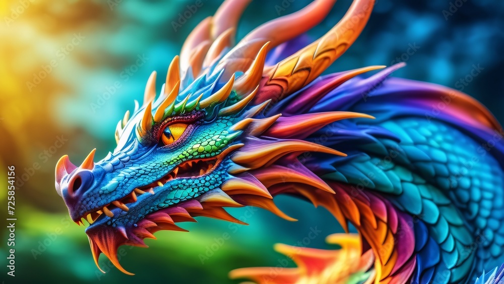 Abstractly spectacular, a colorful Dragon dances on an unbelievably magnificent close-up; a 3D explosion of rich and inspiring colors. Abstractly spectacular, a colorful Dragon dances on an unbelievably magnificent close-up; a 3D explosion of rich and inspiring colors.