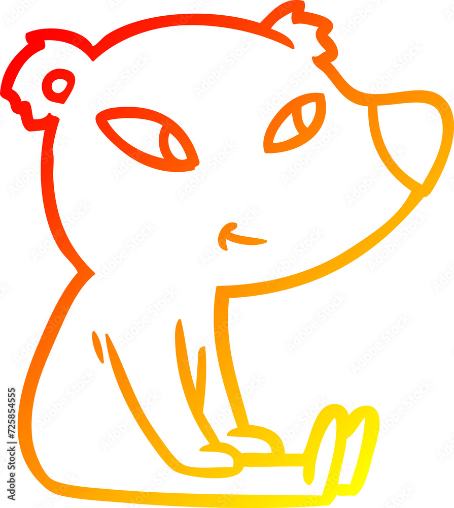 Obraz premium warm gradient line drawing cute cartoon bear sitting