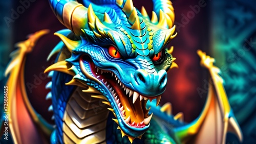 Abstract perfection, a colorful Dragon in an incredibly awesome 3D; colorful curves on a wonderfully bright background.