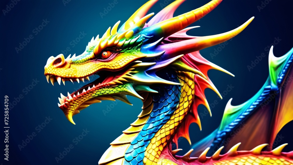 Abstractly inspiring, a colorful Dragon close-up; wonderfully rich colors on a spectacularly bright background. Abstractly inspiring, a colorful Dragon close-up; wonderfully rich colors on a spectacularly bright background.