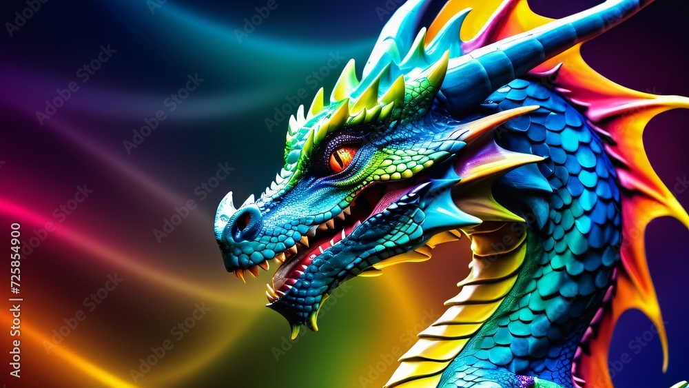Abstractly incredible, a colorful Dragon in a wonderfully fantastical close-up; inspiring rich colors on a spectacularly bright background. Abstractly incredible, a colorful Dragon in a wonderfully fantastical close-up; inspiring rich colors on a spectacularly bright background.