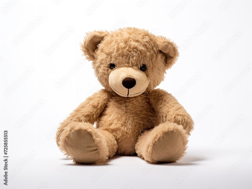 Plush Teddy Bear Soft Toy Isolated on White Background AI Generated