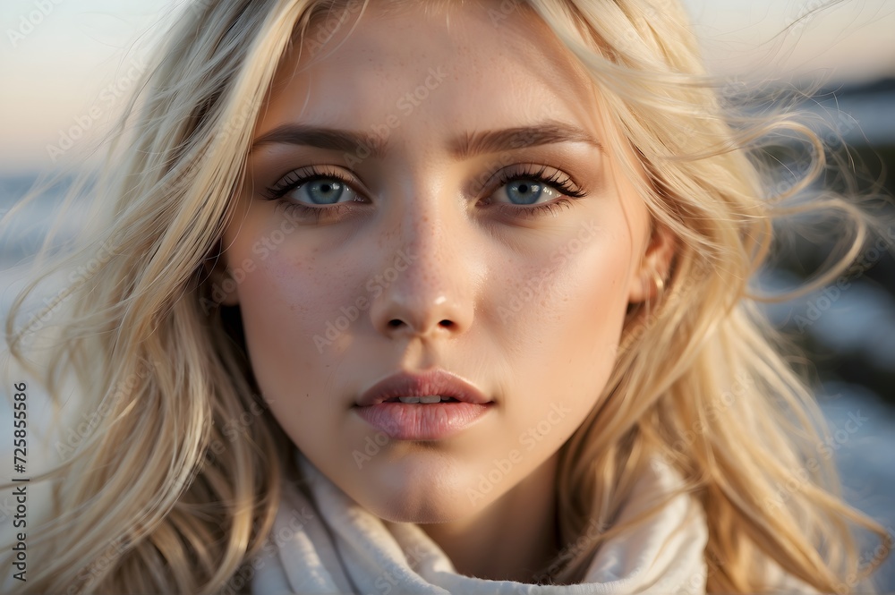 Portrait of a woman. Soft diffused sunset lighting, narrow depth of field. Portrait of a woman. Soft diffused sunset lighting, narrow depth of field.