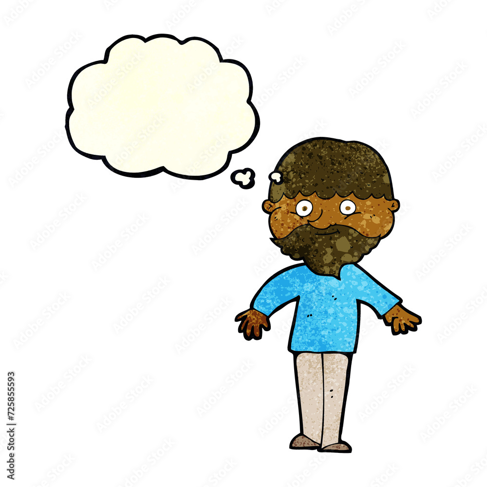 cartoon happy man with thought bubble cartoon happy man with thought bubble