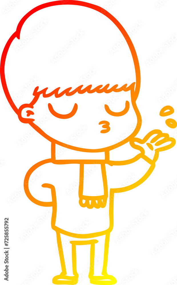 warm gradient line drawing cartoon calm boy warm gradient line drawing cartoon calm boy