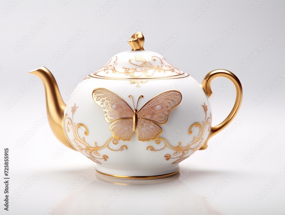Porcelain Teapot Traditional Beverage Server Isolated on White Background AI Generated Porcelain Teapot Traditional Beverage Server Isolated on White Background AI Generated