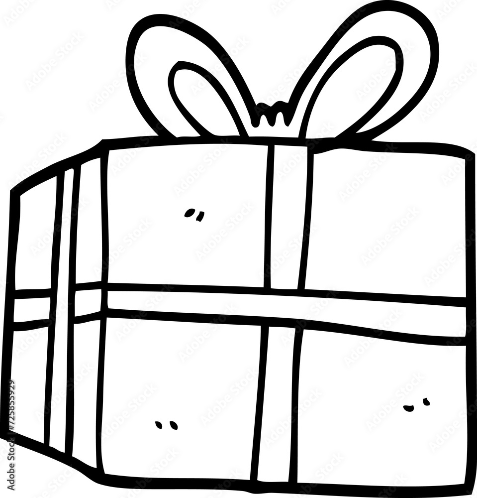 line drawing cartoon wrapped present line drawing cartoon wrapped present