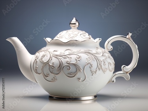 Porcelain Teapot Traditional Beverage Server Isolated on White Background AI Generated