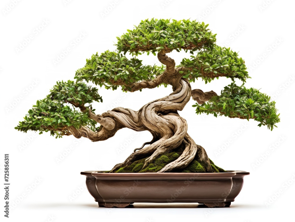 Potted Bonsai Tree Miniature Garden Isolated on White Background AI Generated Potted Bonsai Tree Miniature Garden Isolated on White Background AI Generated