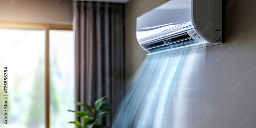 Home Air conditioning unit blowing fresh air Home Air conditioning unit blowing fresh air