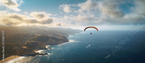 paragliding high above the sea