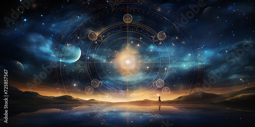 Abstract mystic astrology dark background  photo