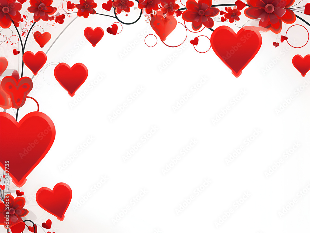 Abstract frame with red hearts and white copy space background Abstract frame with red hearts and white copy space background