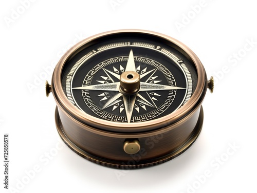 Obraz na płótnie Vintage Compass Navigational Elegance Isolated on White Background AI Generated w salonie