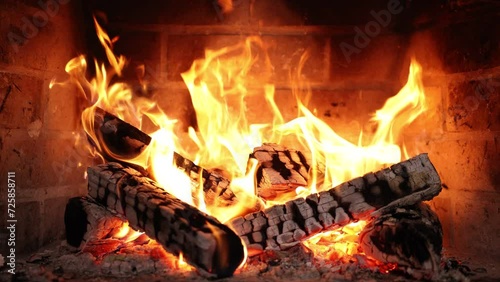 Fireplace at home for relaxing evening. Asmr sleep. Cozy Fireplace Night. 