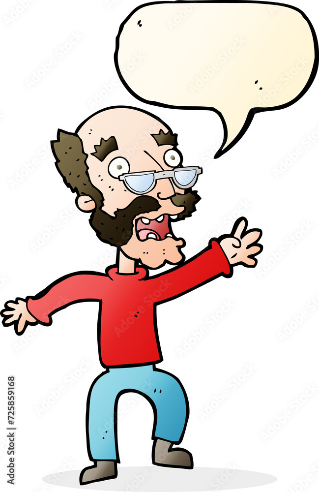cartoon frightened old man with speech bubble cartoon frightened old man with speech bubble