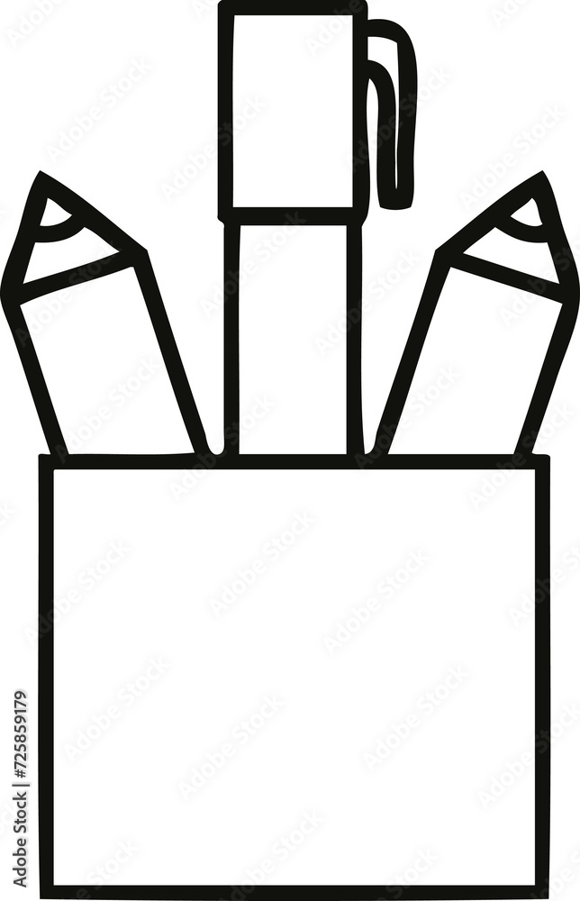line drawing cartoon pencil pot line drawing cartoon pencil pot