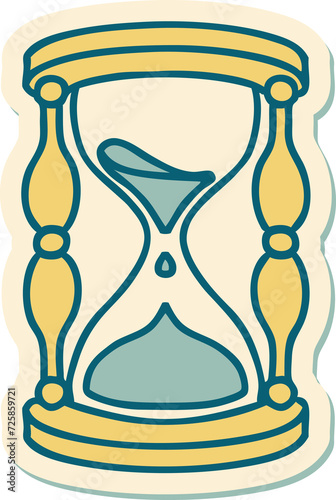 tattoo style sticker of an hour glass
