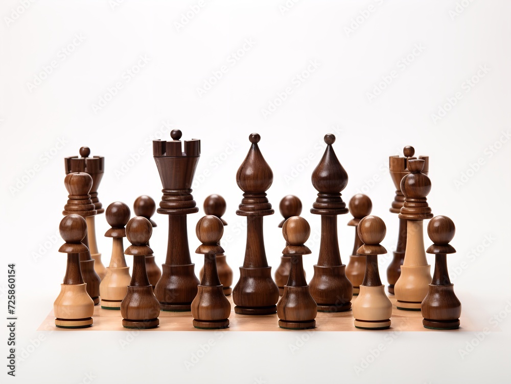 Wooden Chess Set Strategy and Intelligence Isolated on White Background AI Generated Wooden Chess Set Strategy and Intelligence Isolated on White Background AI Generated