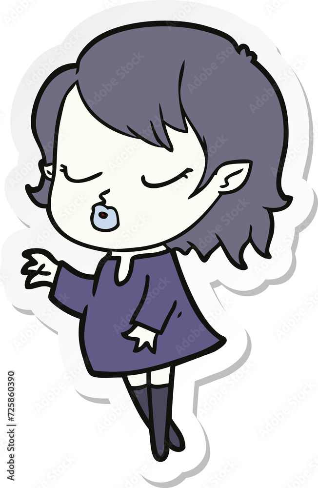sticker of a cute cartoon vampire girl sticker of a cute cartoon vampire girl