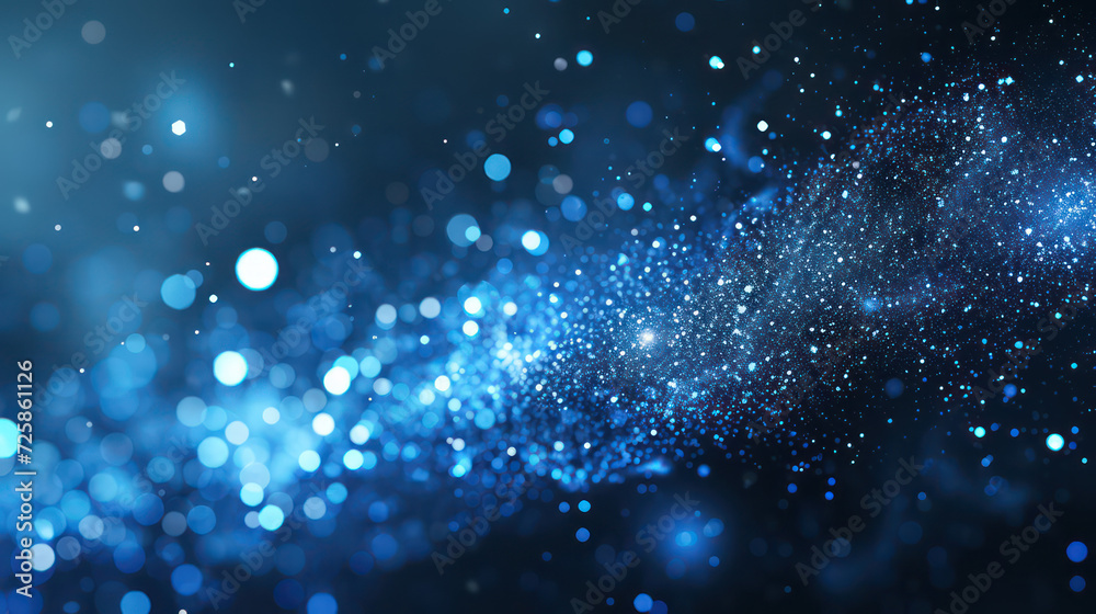 blue luxury glitter and bokeh particles, blue bokeh background, holiday festival background