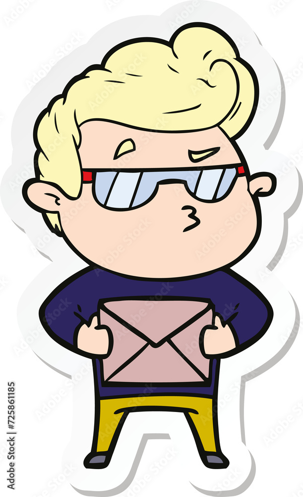 sticker of a cartoon cool guy sticker of a cartoon cool guy