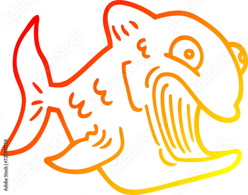 warm gradient line drawing funny cartoon fish