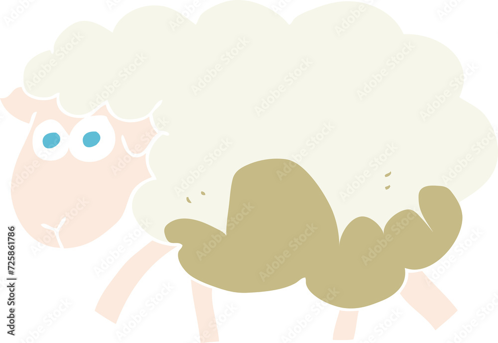 flat color illustration of a cartoon muddy sheep