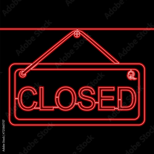 Closed sign icon neon glow concept